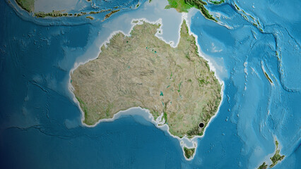Shape of Australia. Glowed. Satellite.