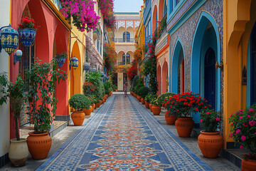 Streets and Homes Adorned with Vibrant Colors and Intricate Designs