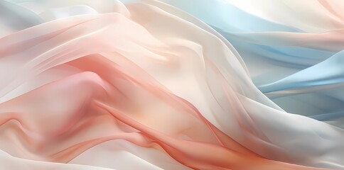 Abstract background of flying fabrics in pastel shades, translucent
