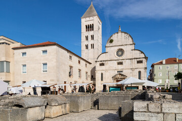 Roman forum of the beautiful Croatian city of Zadar, Benedictine Monastery of St....