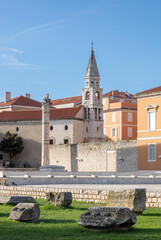 Roman forum of the beautiful Croatian city of Zadar, Benedictine Monastery of St....