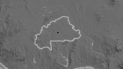 Shape of Burkina Faso. Glowed. Bilevel. © zelwanka