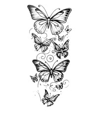 Eleganter Flutter Monochrome Butterfly Cascade - obrazy, fototapety, plakaty