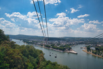 Blick auf den Rhein und Stadt Koblenz - obrazy, fototapety, plakaty