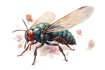 Beautiful illustration cicada made watercolor - obrazy, fototapety, plakaty