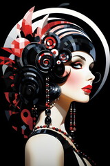 art deco woman with hairstyle