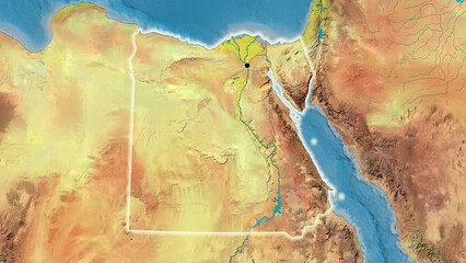 Shape of Egypt. Glowed. Topographic.