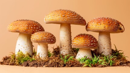 Pleurotus ostreatus mushroom showcased against a subtle pastel colored background