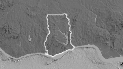 Shape of Ghana. Glowed. Bilevel. © zelwanka