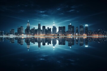 Metropolis wallpaper city skyline business office buildings panoramic view reflective skyscrapers