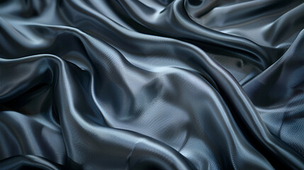 Smooth elegant grey silk can be used as background, An up-close perspective of luxurious silk fabric in an elegant'Ultimate Gray', highlighting its smooth, flowing texture, ideal for high-end fashion
