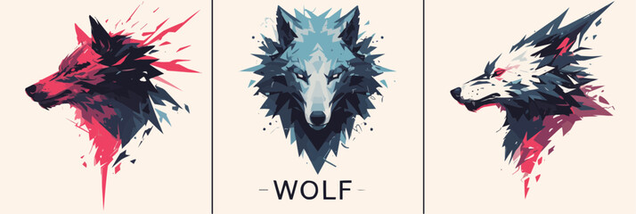 Wolf head emblem - obrazy, fototapety, plakaty