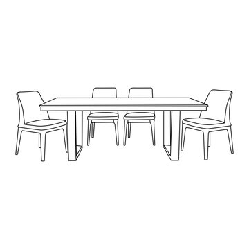 A robust dining table supported by two or more trestle bases, imparting a rustic and architectural charm to the space.