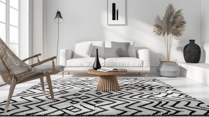 Spacious modern living room featuring a comfortable sofa