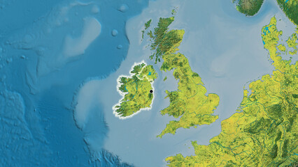Shape of Ireland. Glowed. Topographic.