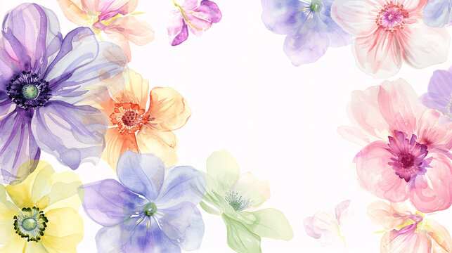 Set of various beautiful flowers on a  white background, Generative AI.
