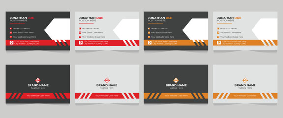 Double sided modern business card design, business card template and 4 color variation
