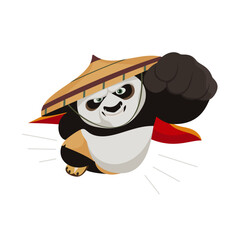 The panda flies forward with super strength. Kung Fu. Vector illustration © Olena