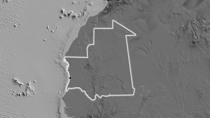 Shape of Mauritania. Glowed. Bilevel. © zelwanka