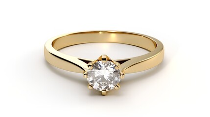 Beautiful Gold Engagement Ring with a Diamond


