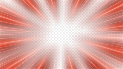 Red Rays Zoom In Motion Effect, Light Color Trails, Ready For White Background Or PNG, Vector Illustration