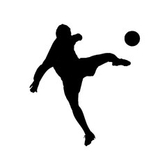 Silhouettes of people playing football with transparent background