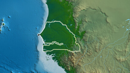 Shape of Senegal. Glowed. Physical. © zelwanka