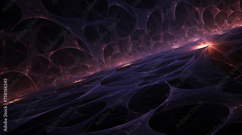 Poster a dark purple and orange space with a lot of dots. the dots are all different sizes and are scattere