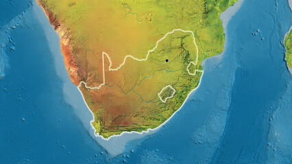 Shape of South Africa. Glowed. Topographic. © zelwanka