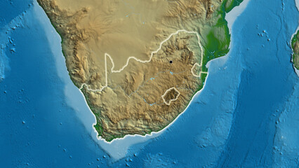 Shape of South Africa. Glowed. Physical. © zelwanka