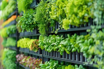 A vertical farm growing crops in a controlled soil-less environment - obrazy, fototapety, plakaty