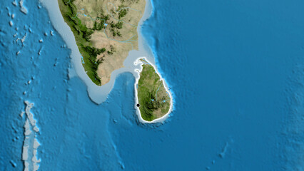 Shape of Sri Lanka. Glowed. Satellite. © zelwanka