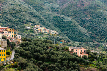 Typical colored houses of the Cinque Terre region in Italy