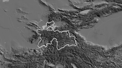 Shape of Tajikistan. Glowed. Bilevel. © zelwanka