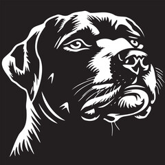 Black and white drawing of a dog