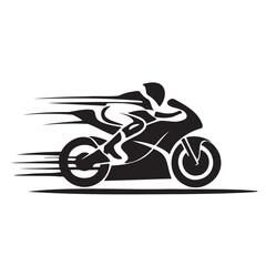 Black and white drawing of a biker on a motorcycle