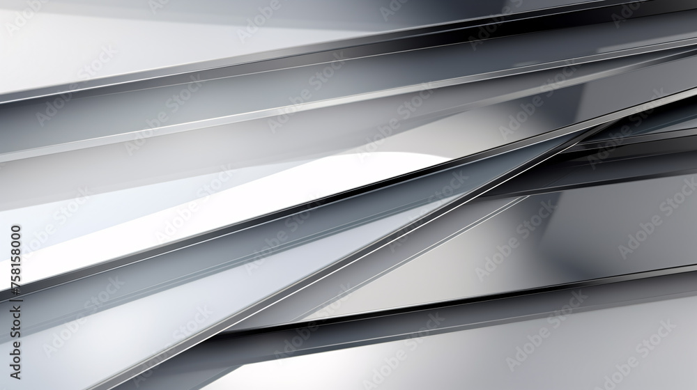 Poster a series of silver lines are shown in a white background. the lines are thin and appear to be made o