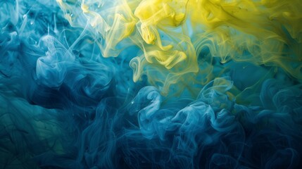 blue and yellow merging in a surreal dance - obrazy, fototapety, plakaty