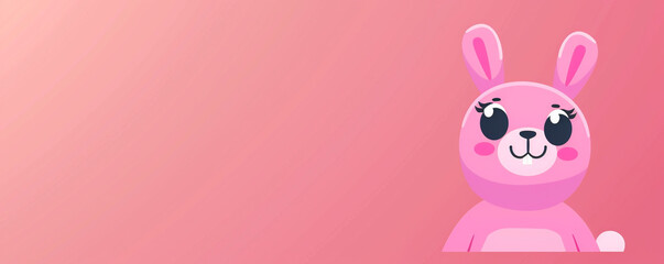 Obraz na płótnie Canvas Cute pink easter bunny rabbit pink background copy space illustration