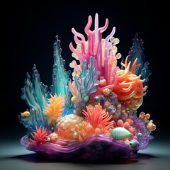 colorful crystals coral reef