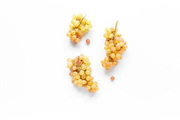 Bunches of fresh grapes fruits pattern. Food flat lay