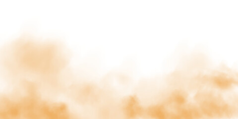Yellow smog clouds on floor. Fog or smoke. Isolated transparent special effect. Morning fog over...