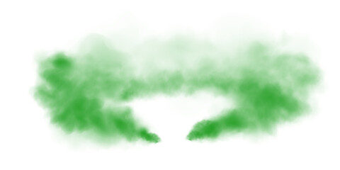 Green smog clouds on floor. Fog or smoke. Isolated transparent special effect. Morning fog over...
