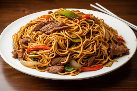 Beef lo mein Chinese food