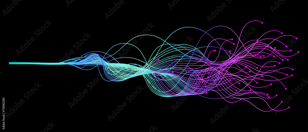 Wall mural vector abstract wavy blue and purple light lines artificial intelligence and deep learning concept o - Wall murals
