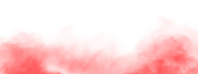 Red smog clouds on floor. Fog or smoke. Isolated transparent special effect. Morning fog over land or water surface. Magic haze. PNG.
