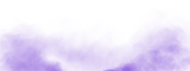 Purple smog clouds on floor. Fog or smoke. Isolated transparent special effect. Morning fog over...