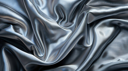 Fototapeta premium Background of a silver fabric with folds.