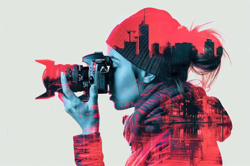 Photographer Pictograms, Composite image of female photographer symbols, Visual storytelling