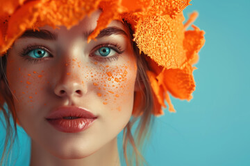 Orange Peel Skin Texture, Front view, Photorealistic portrayal of unique skin texture - obrazy, fototapety, plakaty